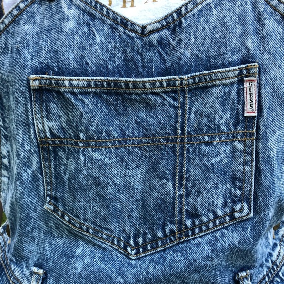 Vintage Guess Overalls 4 Acid Wash Pleated 90’s - Picture 5 of 8